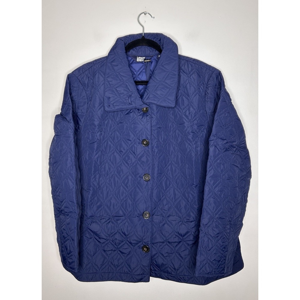 Lands' End Packable PrimaLoft Quilted Jacket Women's Navy Blue Zip Size XL New